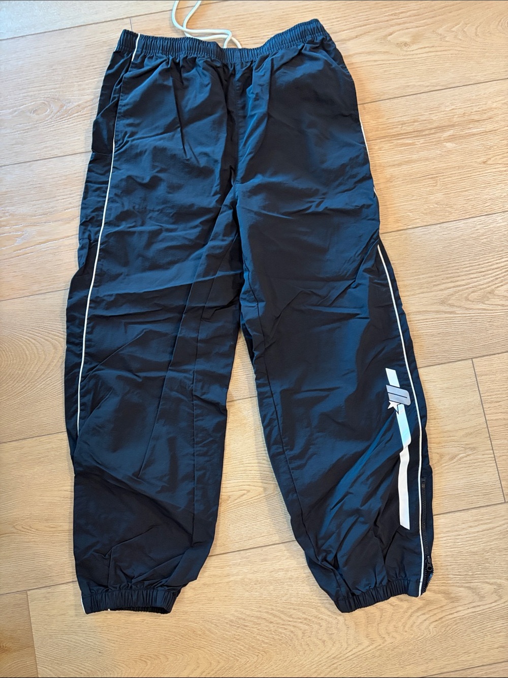 Urban Outfitters Black Men's Track Joggers with White Piping
